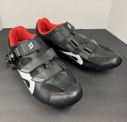 Peloton Cycling Shoes Mens sz 13 EU 47 Black Red Clipless Delta Cleat Bike Shoes