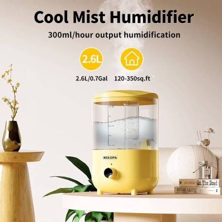 Cool Mist Humidifier, Ultrasonic Humidifier for Baby Nursery Plants with 2.6l/0.7Gal Top Fill Water Tank, Humidifiers for Bedroom,Whisper Quiet, Auto