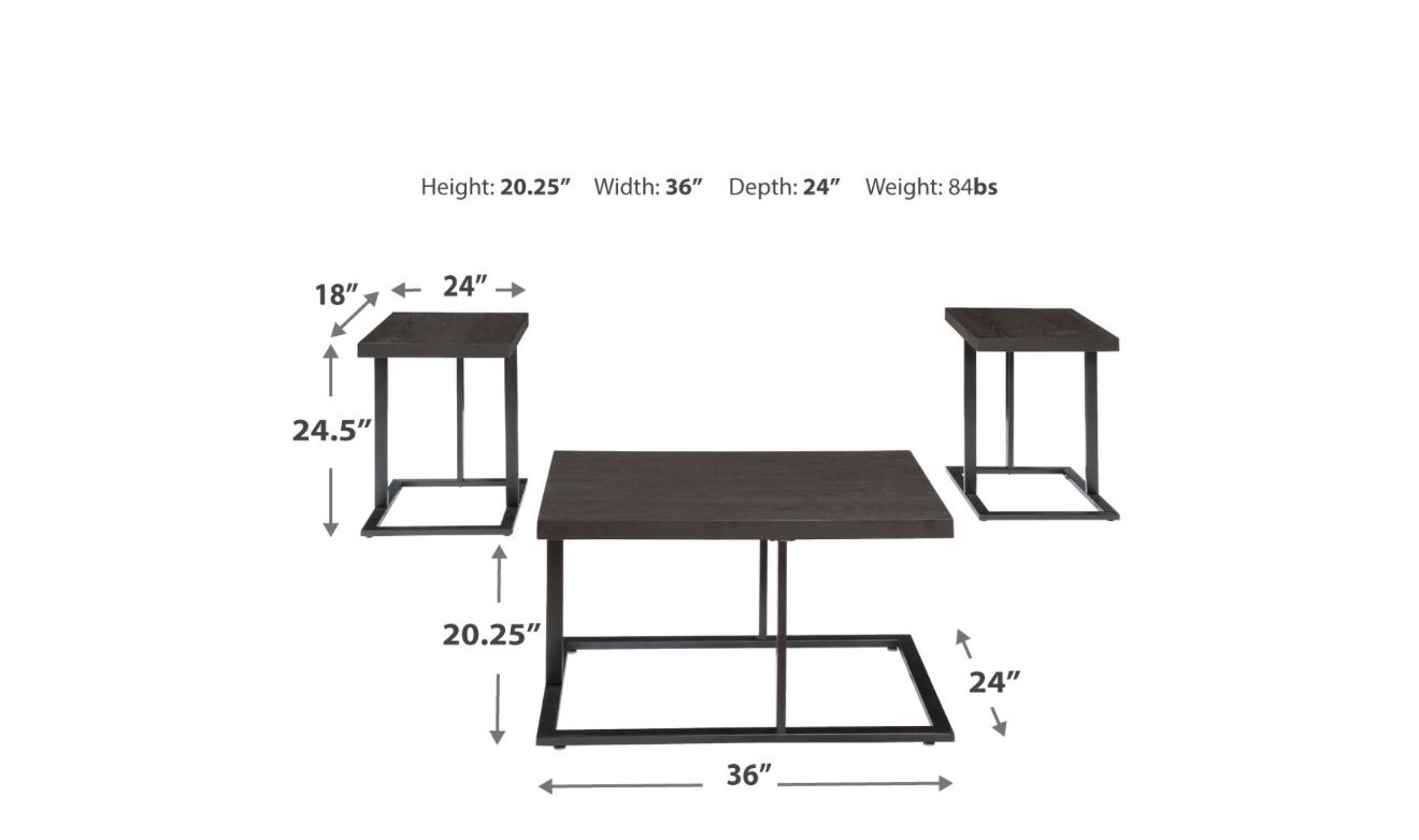 Ashley Airdon Coffee Table + 2 Side Tables For Sale