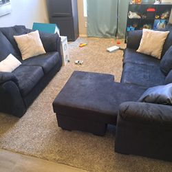 Black Small Sectional and Loveseat