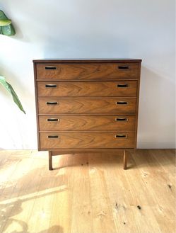 Mid Century Walnut Tallboy Dresser