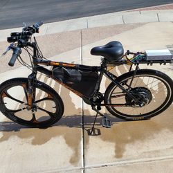 Custom E-bike, 45mph, 80 Mile Range, 1500w, 1kWh 13S6P Battery, Steel Frame, 26in Wheels, Twist Throttle
