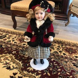 Porcelain doll - Christmas Theme - Brass Key
