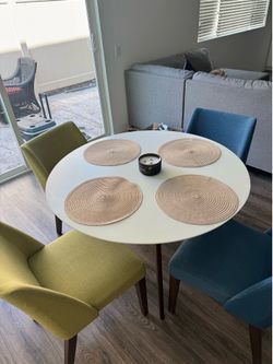 White Dinner Table with Chairs - Five Piece
