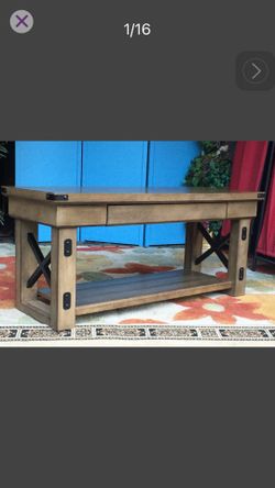 Medieval Style Coffee Table Wood and Metal, with Drawer - 40L x 18H x 16D Excellent condition