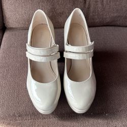 Beige Closed Toe Heel