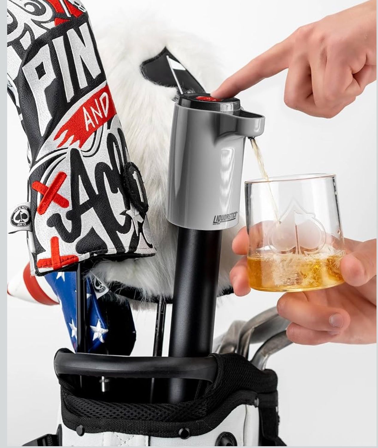 Pins & Aces Golf LiquorStick 2.0 - Electric Drink Dispenser, Rechargeable, Stainless Steel - Holds Up to 750ml - Keep Your Drink Cold Liquor Stick Fit