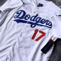 LA Dodgers White Jersey #17 Shohei Ohtani Japanese Name 