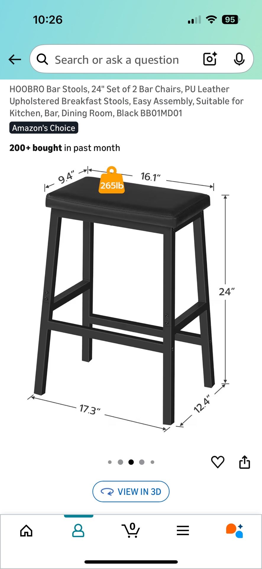 Set Of 4 Black Counter Height Stools