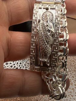 925 pure Italian silver Versace design Chino bracelet pin lock 9 inches with high-quality stone in bracelet