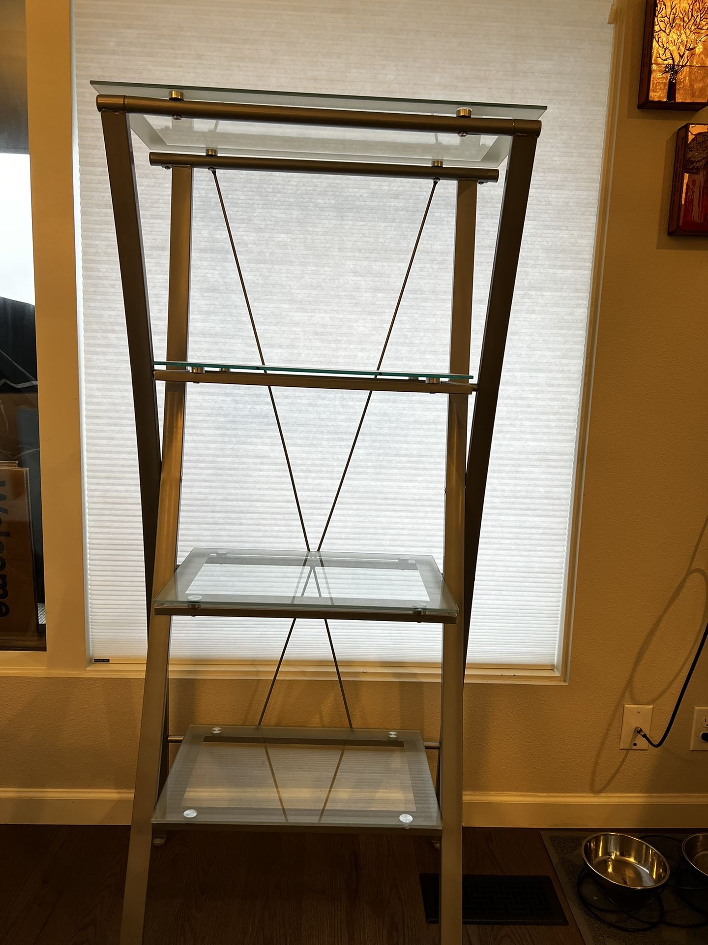 Glass and Metal Ladder Shelf