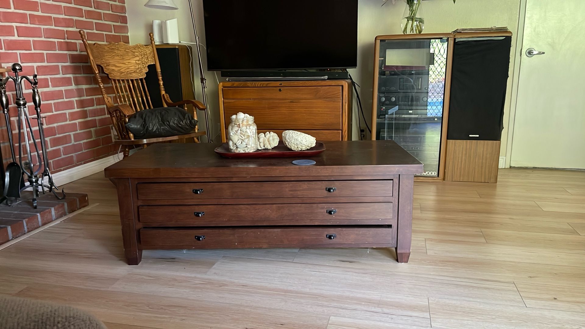 Wood Coffee Table - Three Drawers