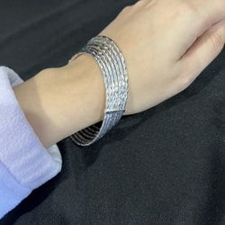 925 Sterling Silver Womens Diamond Cut 7 Dias Semanario 7 Days Bangle Bracelets