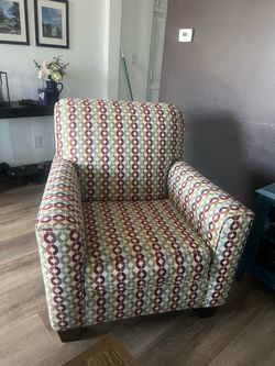 Upholstered Sofa with Geometric Pattern Fabric