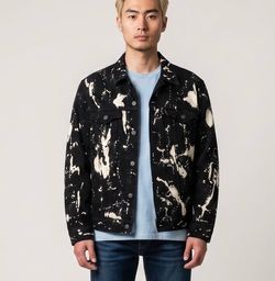 Levi’s Denim Jean Jacket Adult MEDIUM  Black Paint Splatter Unisex