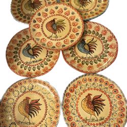 Vintage Ceramic Plates Horchow Made in Italy Rooster No Trim Various Designs Sold by Piece Rare!