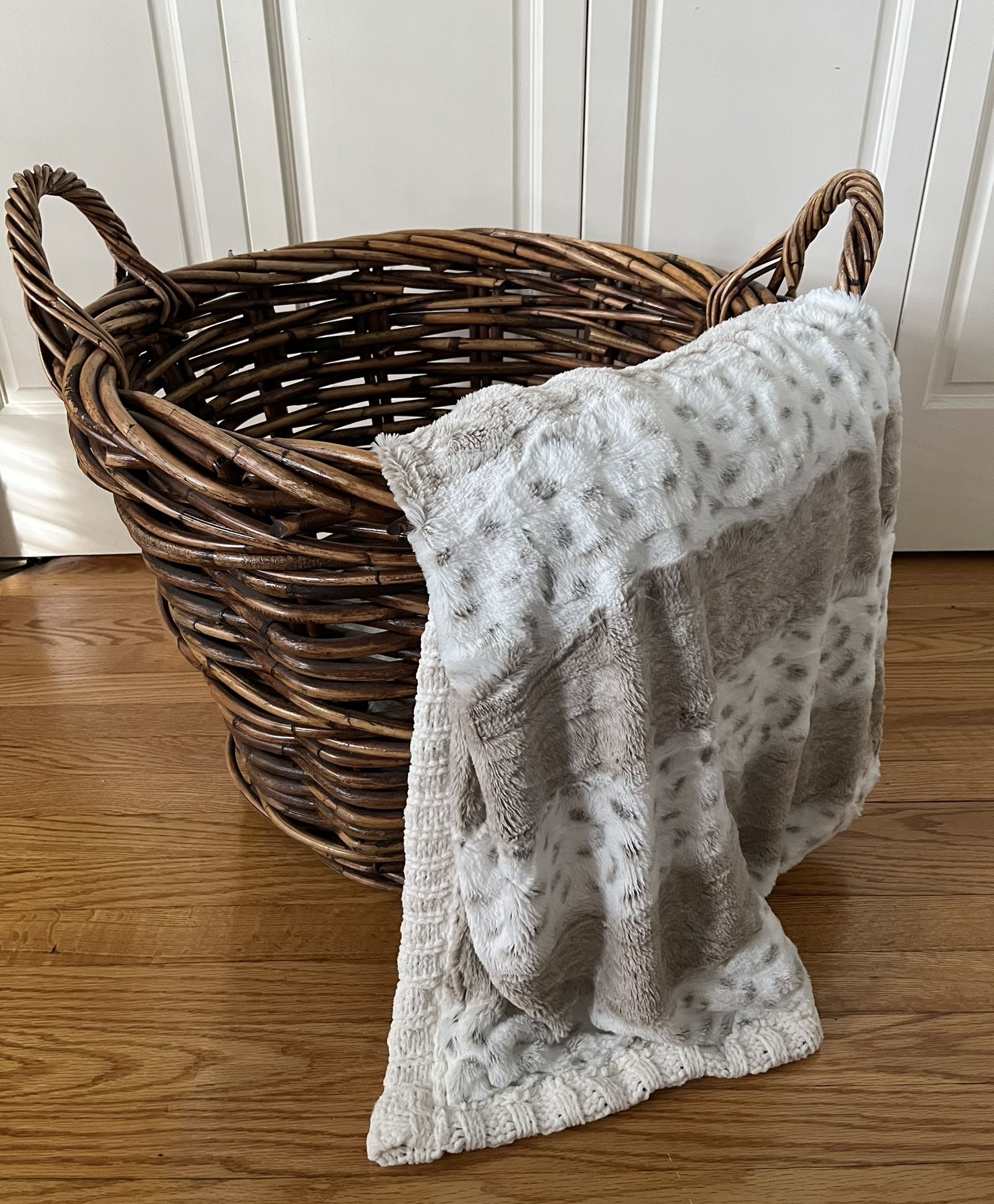 Large Pottery Barn Woven Reed Basket