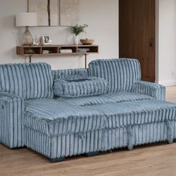 Poland Black Reversible Sectional With Pull-Out Bed **NEW ARRIVAL**