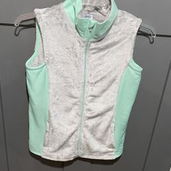 Champion Fleece Vest Full Zip Gray/Mint Green Size 16-18