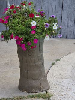 Unique Concrete Log Shape Pot