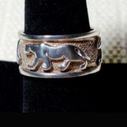 Silver Panther Band Ring