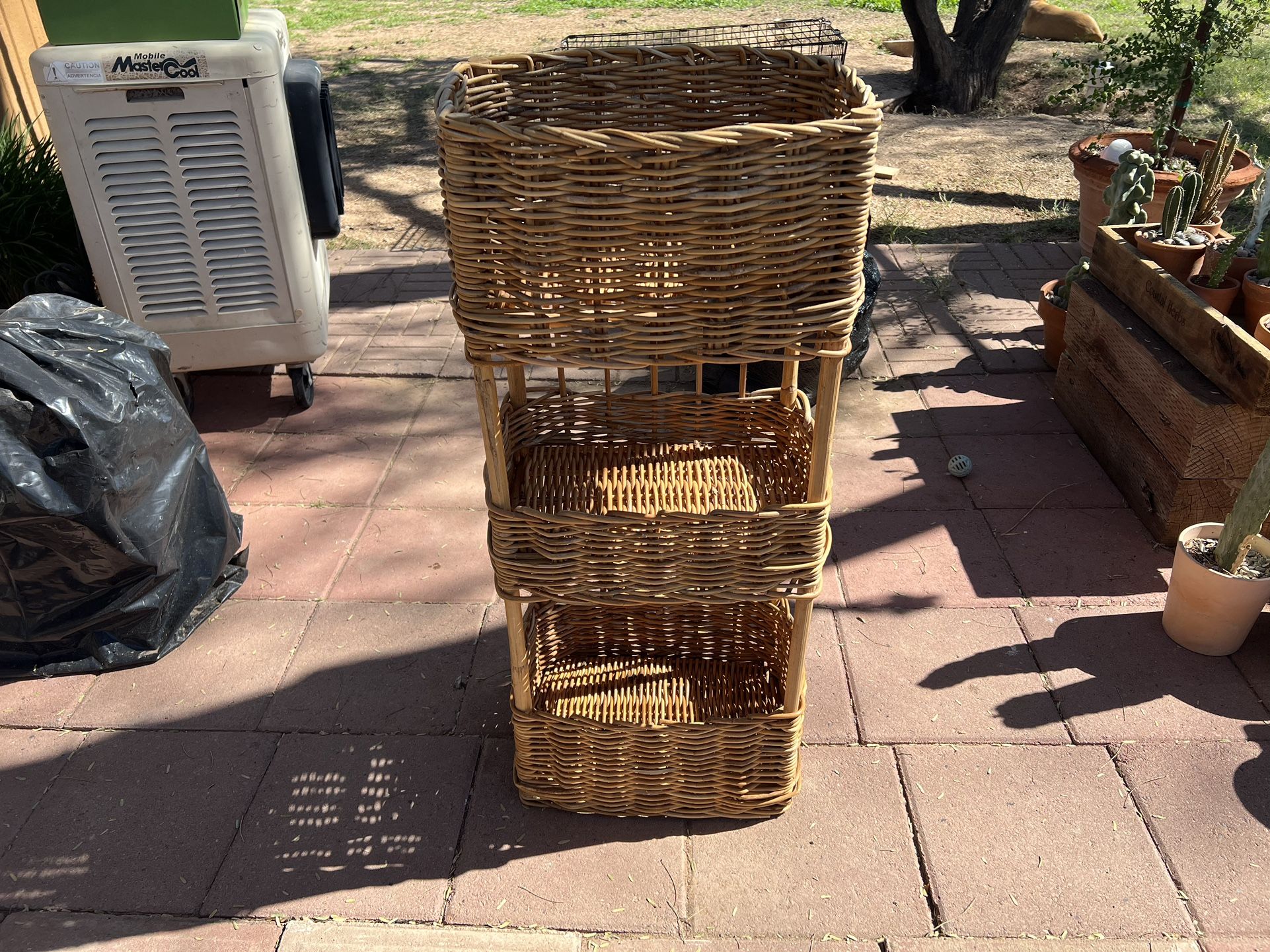 Wicker Basket Stand Shelf Plant Stand Etc Boho