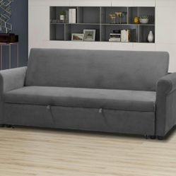 Brand New 79" x 67" Gray Linen Sofa Sleeper