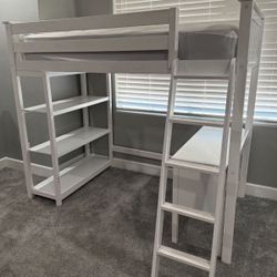 White Twin Sized Loft Bed 