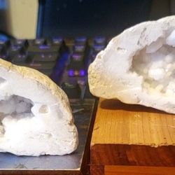 Beautiful white geode pair 