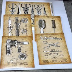 Hair Stylist Photo Art Barber Cosmetologist Lot Of 5 Blow Dryer Large