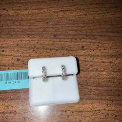 Moissanite Halo Hoop Earrings .925 Sterling Silver 