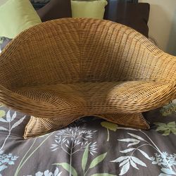 Rare Vintage Wicker Rattan Meditation Lotus Chair Low Yoga Chair