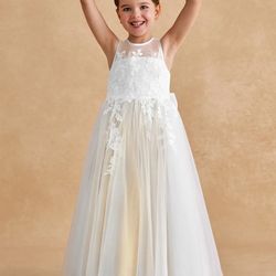 Flower girl dress Size 8 Champagne and Ivory