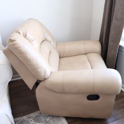 Beige Faux Leather Recliner