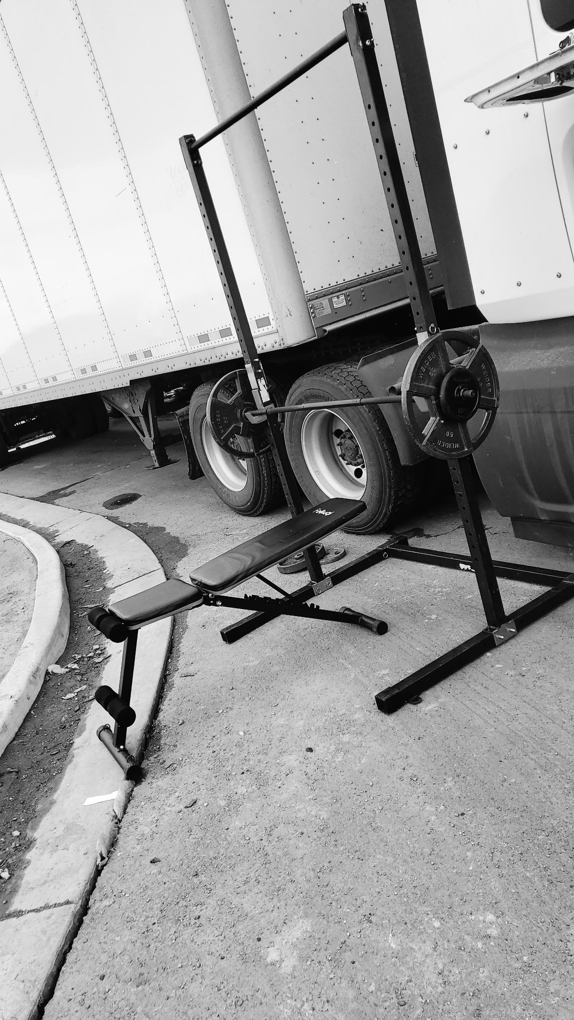 Home Gym Squat Rack With 360lb Of Weights With Bench