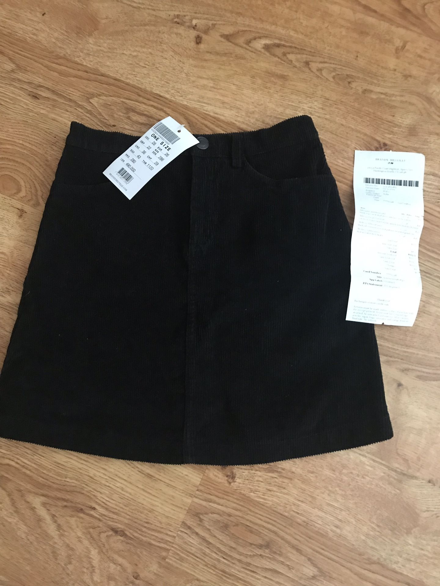 New! Brandy Melville black fitted Juliette Corduroy mini skirt One Size (XS/S)