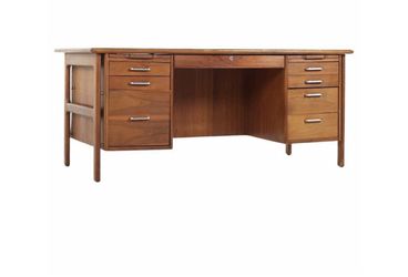 Vintage Standard Mid Century Walnut Executive Desk