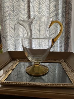 Beautiful amber glass mid century - MCM pitcher