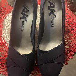 Woman Dark Navy Blue Heels Casual Dress Shoes 
