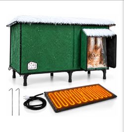 Heated Outdoor Cat House, Weatherproof Shelter with Heating Pad, Winter Use
Removable heating pad, elevated waterproof design, clear door flap, ground