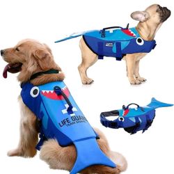 Dog Pet Life Jacket Lifesaver Float Vest For Swimming Shark Size Medium