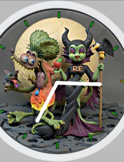 Rat Fink scoundrel kustom kulture Halloween Christmas Thanksgiving ready clock with Maleficent