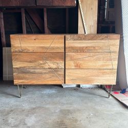 WEST ELM Roar + Rabbit Brass Geo-Dresser 6-Drawer, Mango/Antique Brass