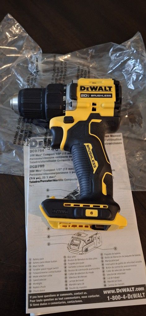 Brand New Dewalt 20v Brushless Atomic Drill 1/2" Compact Size Tool Only No Battery 