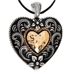 Silver Gold Vintage Style Valentine's Day Heart Necklace 