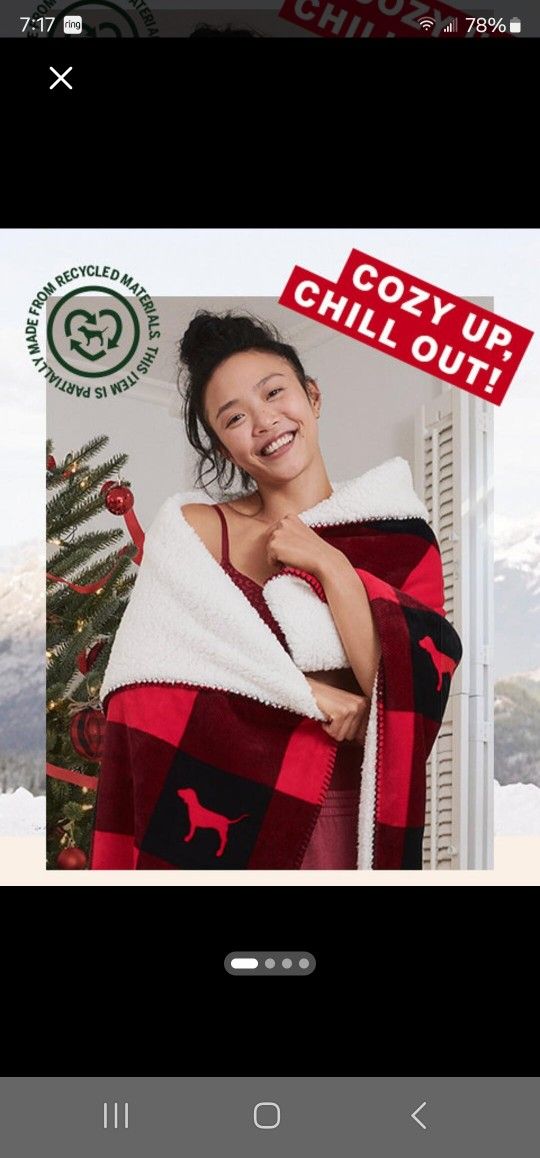 VICTORIA'S SECRET/PINK SHERPA BLANKET 50'x60" NEW