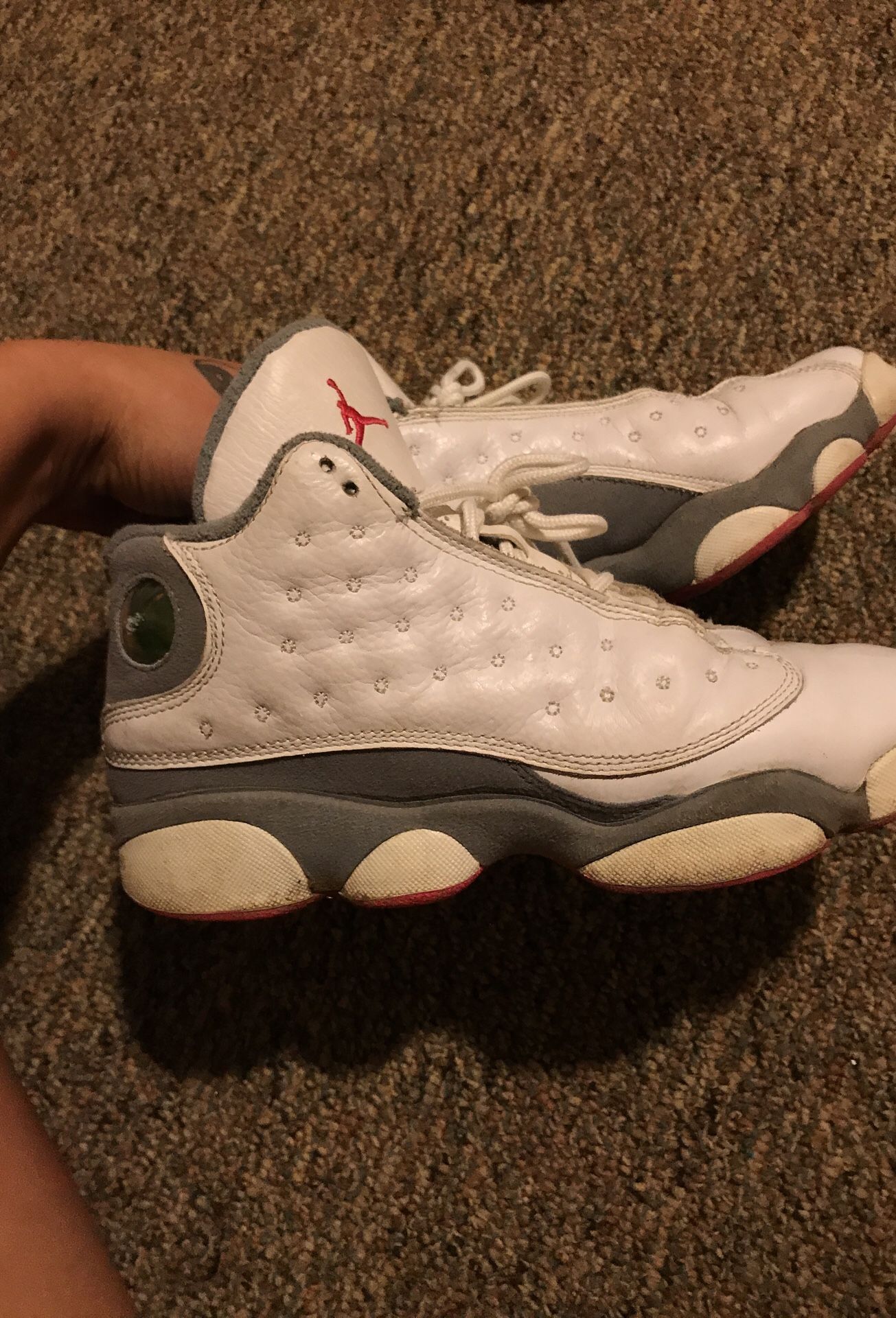 White and grey / pink Jordan 13s size 6.5 y