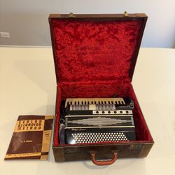 Noble midget grand piano accordion vintage Italian made black finish full-size rare find w/ case & original music book.  Purchase this out of Estate s