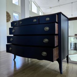 Refinished Black MCM 6 Drawer Dresser/Buffet Style