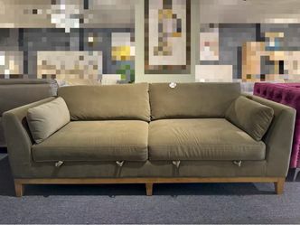 Olive Green Velvet 2-Seater Sofa，$680